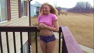 Hard Teen Nipples Poke Through Her Tee Shirt On A Cold Day
