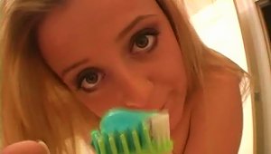 Sexy Blonde Slut Denice Taking A Piss In