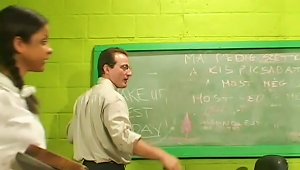 A Cute Teen In A College Uniform Rides A Dick In A Classroom