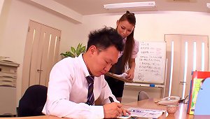 Asian Office Girl Goes Out Of Her Way To Please Her Boss