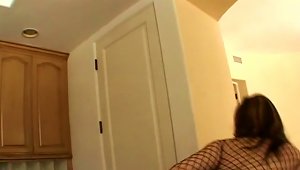 Fishnet Hussy Gets Her Twat Drilled In The Side-by-side Position