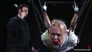 Blonde In Straitjacket And Gas Mask Gets Humiliated