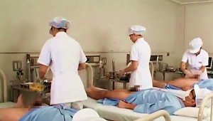 Nurses Slurping  Out Of Loaded Shafts In Group