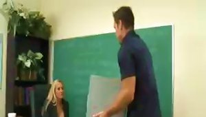 Busty Blonde Teacher Sucks And Fucks The Handyman And Gets Facial