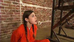 Brunette Imprisoned Girl Gets Humiliated By Policewoman