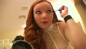 Hot Redhead Puts On Her Makeup
