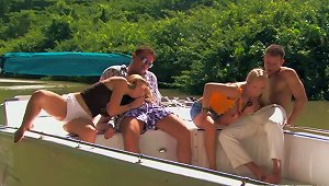 Jessica Moore And Morgan Moon Have Nice Foursome Sex On A Boat