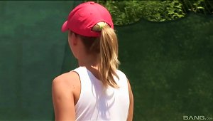 Sporty Cutie Helga Blows And Gets Fucked On A Tennis Court